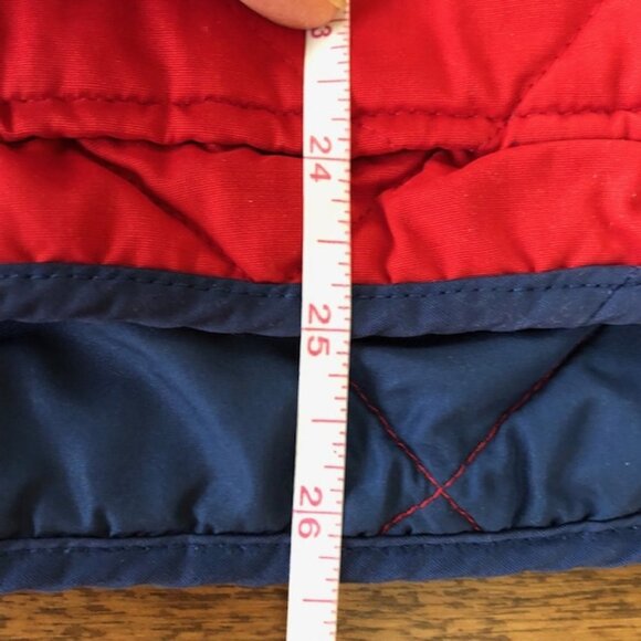 CROWN & IVY Red Puffer Quilted Vest Navy Trim Medium - Picture 13 of 14